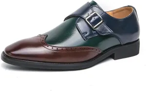 Men's Comfort Orthopedic Dress Shoes Men Monk Shoes Fashion Patchwork Slip-On Dress Classic Loafer Wedding Causal Business Footwear for Party