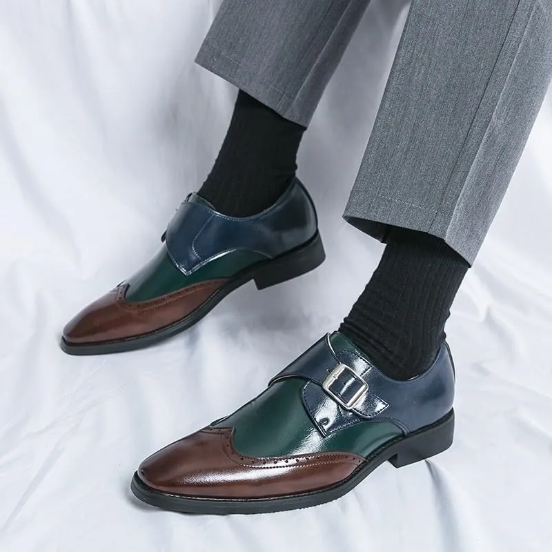 Men's Comfort Orthopedic Dress Shoes Men Monk Shoes Fashion Patchwork Slip-On Dress Classic Loafer Wedding Causal Business Footwear for Party