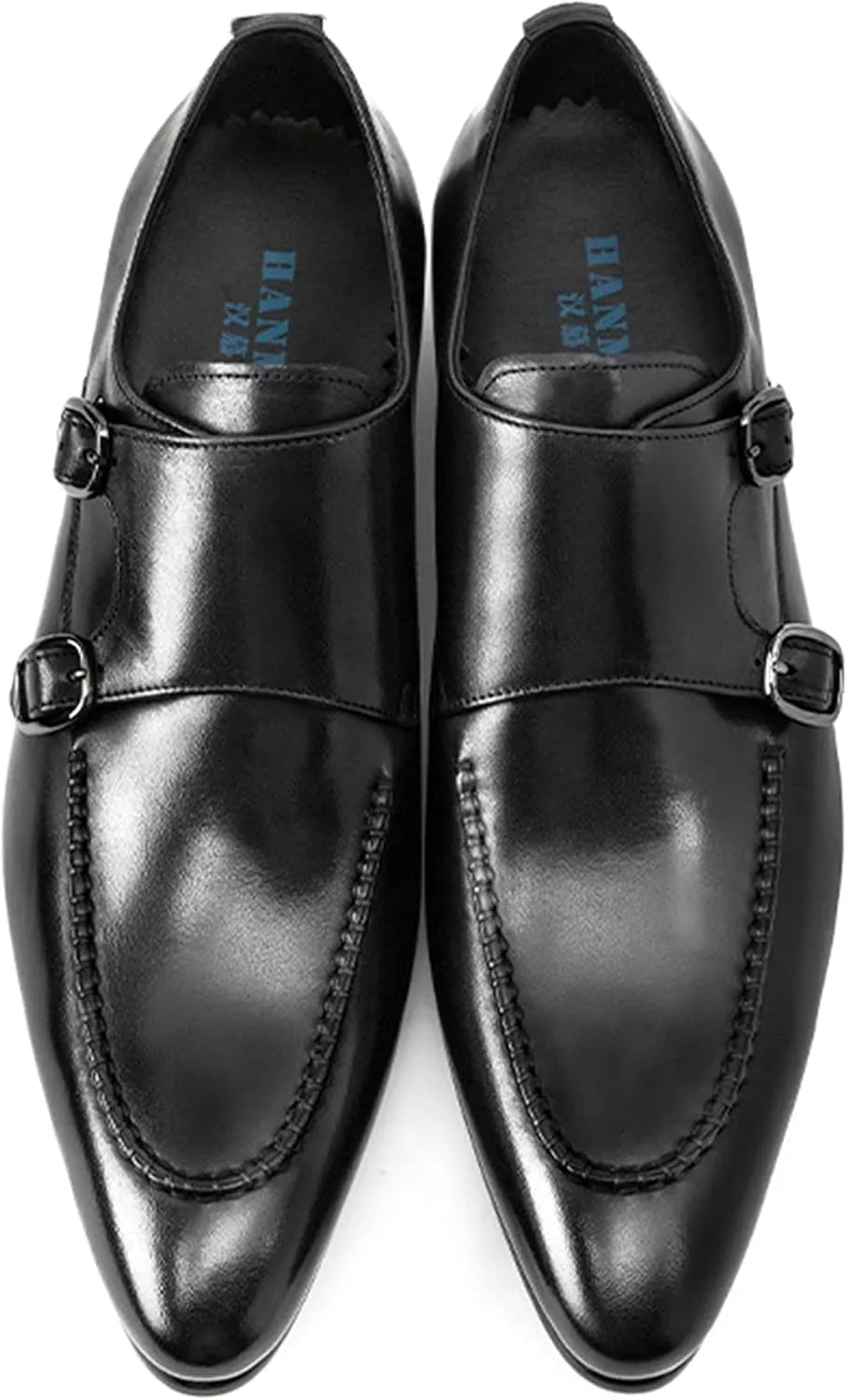 Men's Dress Loafer Shoes Double Monk Strap Wingtip Formal Shoes Slip-On Loafers Oxford Business Casual Comfortable Shoe Black- US7/UK6/EU39