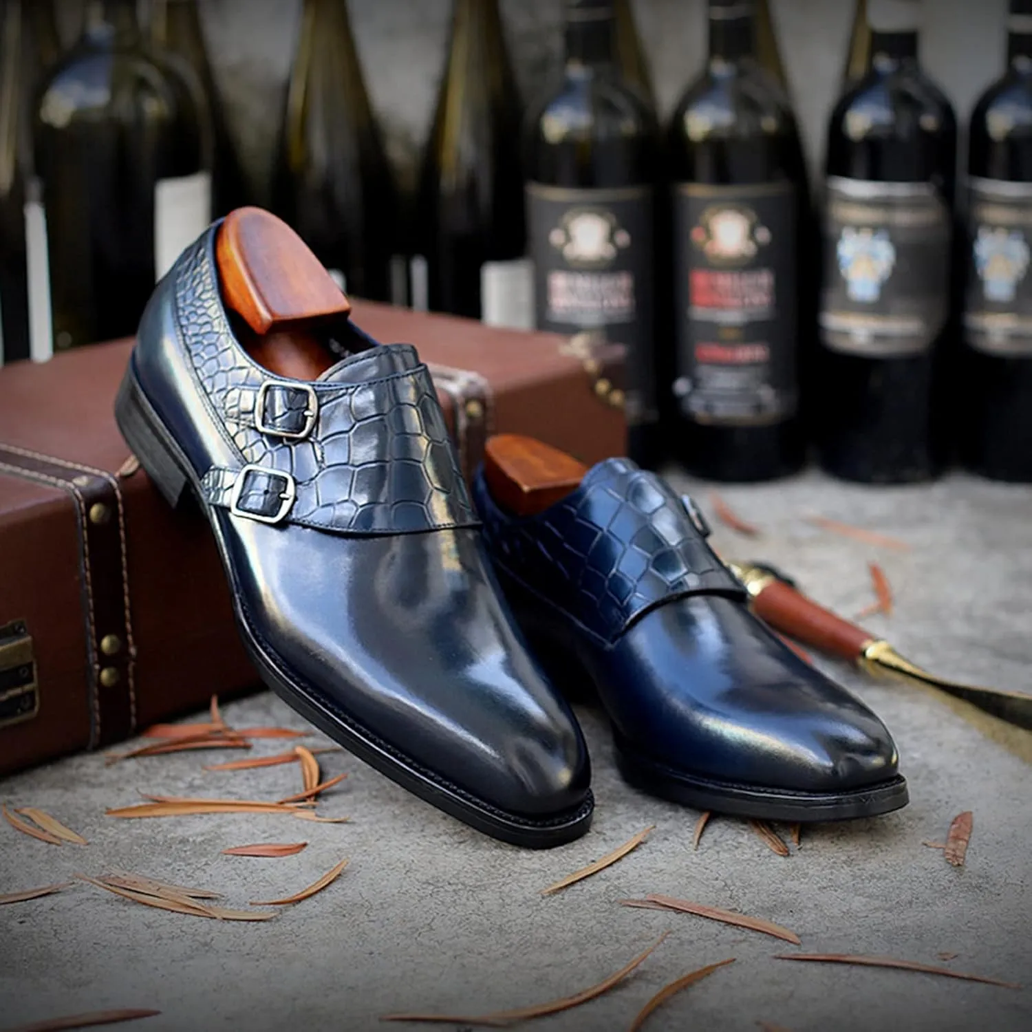 Men's Dress Loafer Shoes Double Monk Strap Wingtip Formal Shoes Slip-On Loafers Oxford Business Casual Comfortable Shoe Black- US8.5-9/UK7.5-8/EU41