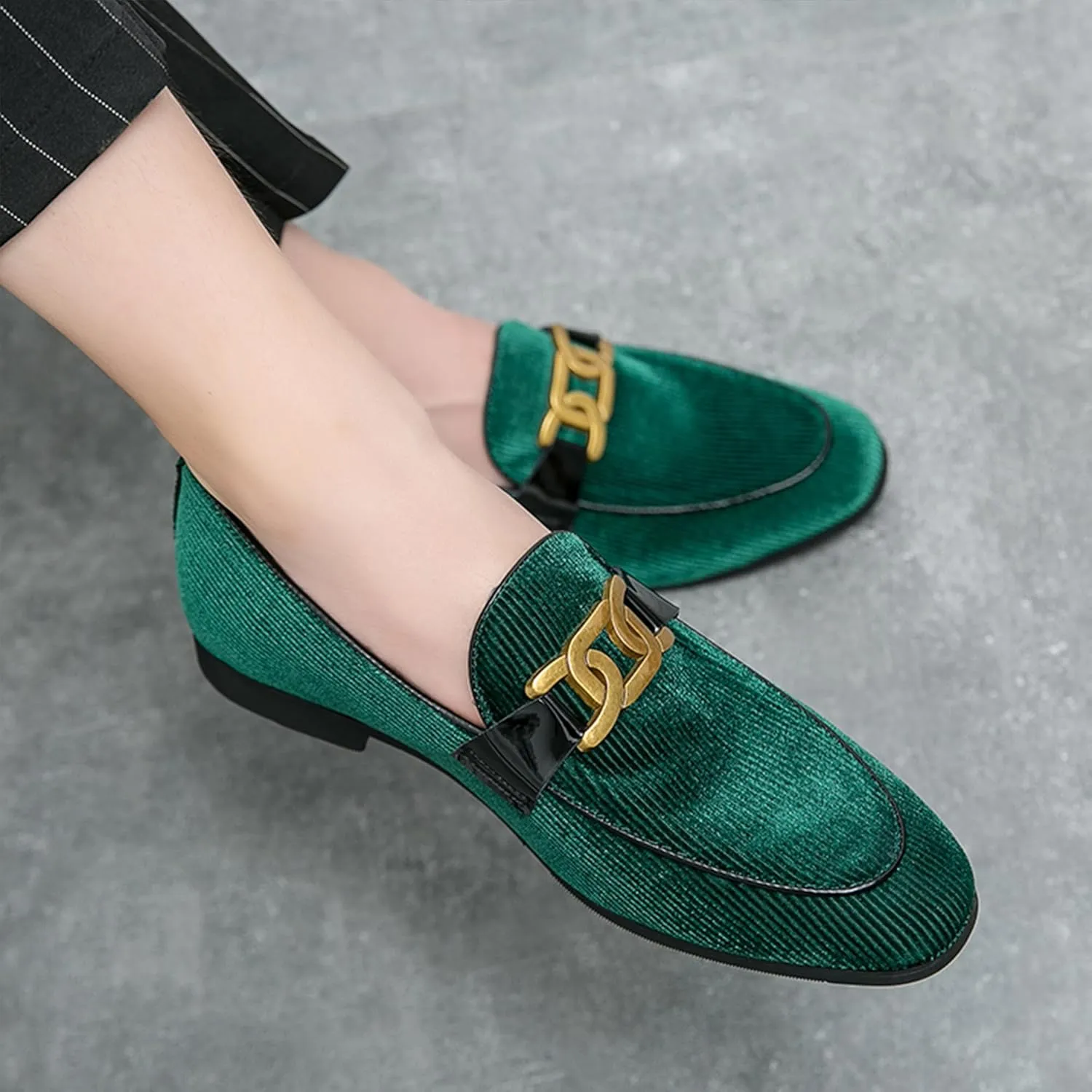 Mens Dress Shoes Velvet Loafers Double Monk Strap Vintage Fashion Slip-on Suede Loafers Non Slip Business Work Office Dress Shoes