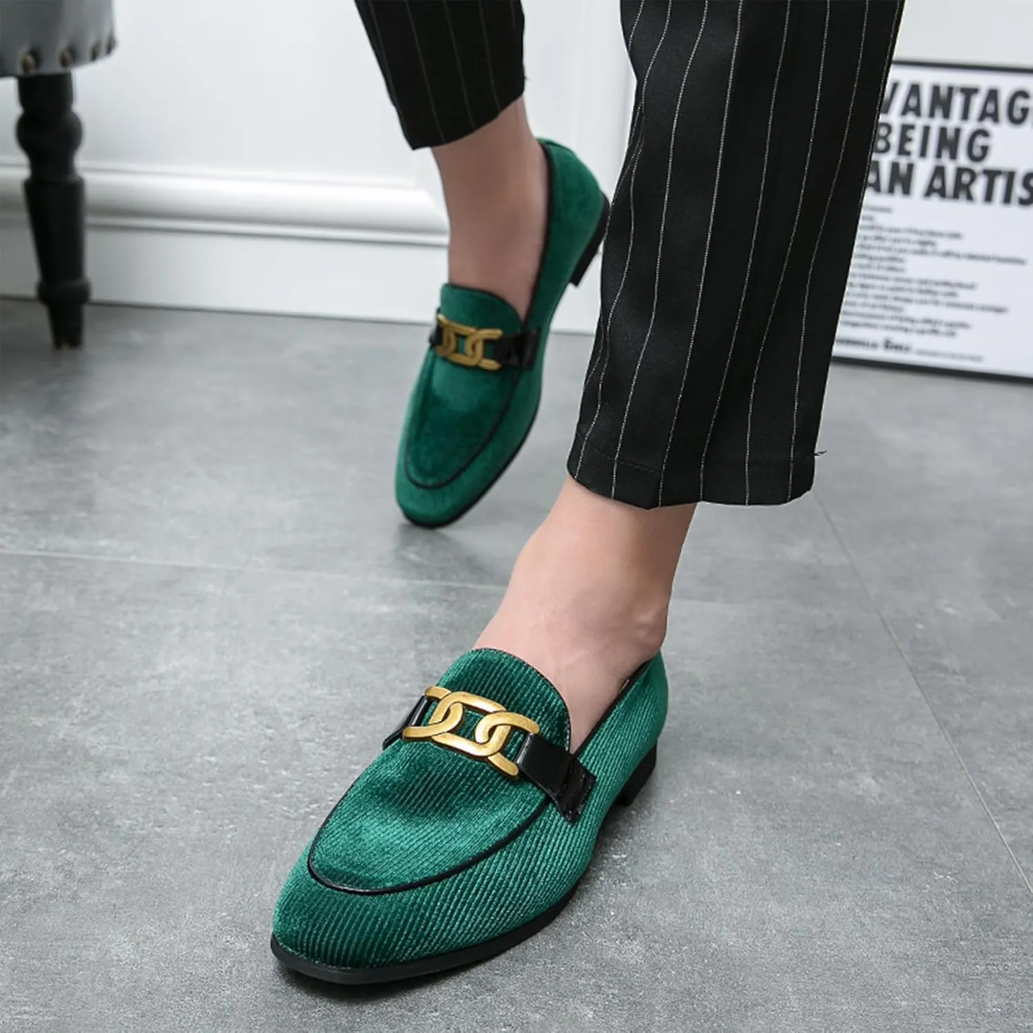 Mens Dress Shoes Velvet Loafers Double Monk Strap Vintage Fashion Slip-on Suede Loafers Non Slip Business Work Office Dress Shoes