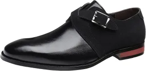 Men's Formal Classic Monk Strap Shoes Smart Leather Single Buckle Dress Business Casual Shoes Loafers in Black Brown Black- US11/UK10/EU44