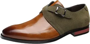 Men's Formal Classic Monk Strap Shoes Smart Leather Single Buckle Dress Business Casual Shoes Loafers in Black Brown Brown-US6-6.5/UK5-5.5/EU38
