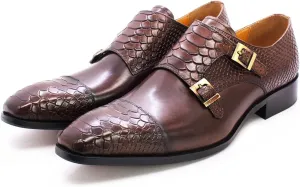 Mens Genuine Leather Loafers Slip On Monk Shoes Brouges for Casual Fashion Work Shoes (Color : Brown, Size : 47)