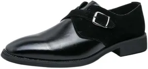 Mens Patchwork Formal Oxford Shoes Leather Comfort Orthopedic Slip On Breathable Business Working Monk with Anti-Slip Rubber Sole