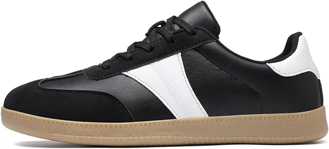 Mens Retro Skateboarding Shoes with Flats Bottom Anti-Slip Lightweight Water-Proof Wear-Resistant Outdoor Leather Sneakers Fashional Board Skate Athletic Training Sports