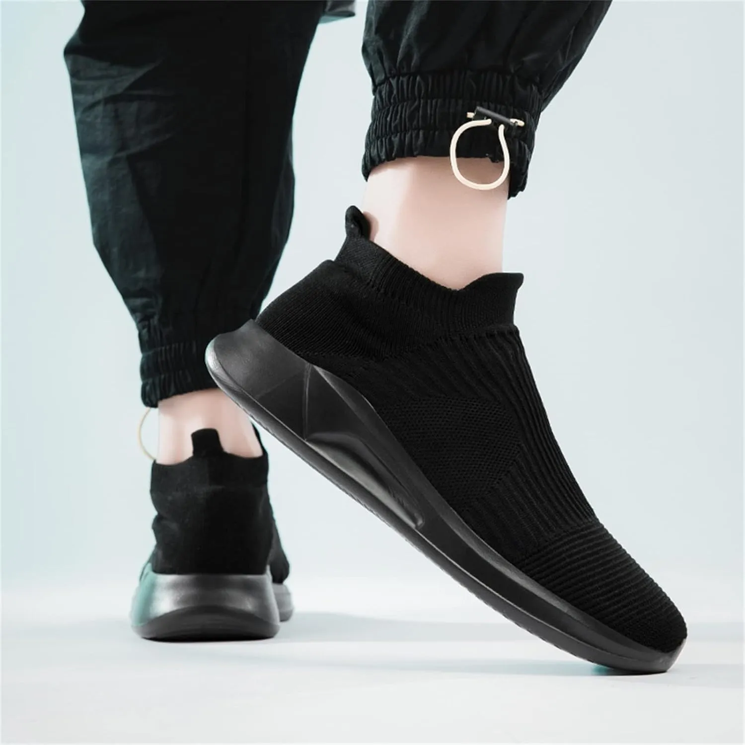 Mens Tennis Shoes Fashion Spring and Summer Men Sports Shoes Flat Bottom Lightweight Slip On Fly Woven Mesh Breathable