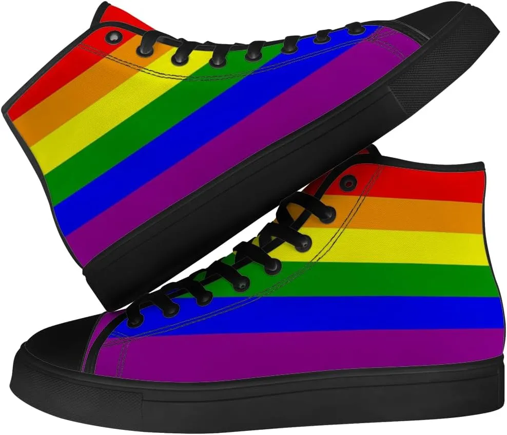 Men's Women's High Top Sneakers LGBTQ Canvas Shoes LGBT Flag Shoes Gifts for Men Women