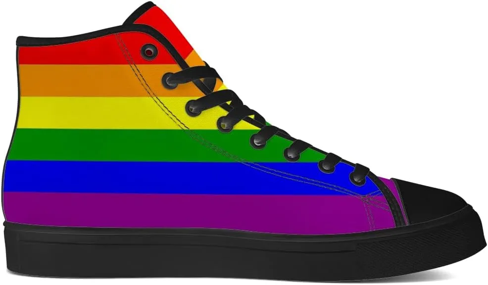 Men's Women's High Top Sneakers LGBTQ Canvas Shoes LGBT Flag Shoes Gifts for Men Women