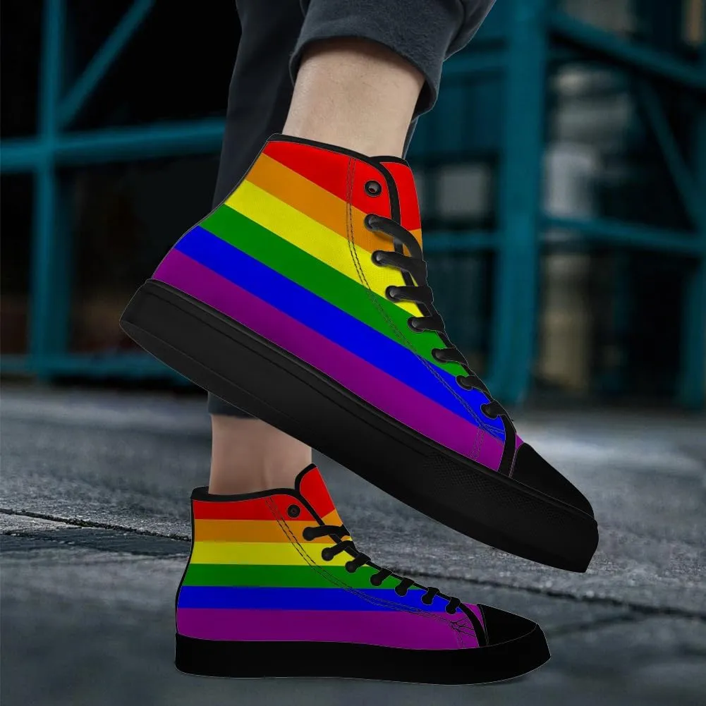 Men's Women's High Top Sneakers LGBTQ Canvas Shoes LGBT Flag Shoes Gifts for Men Women