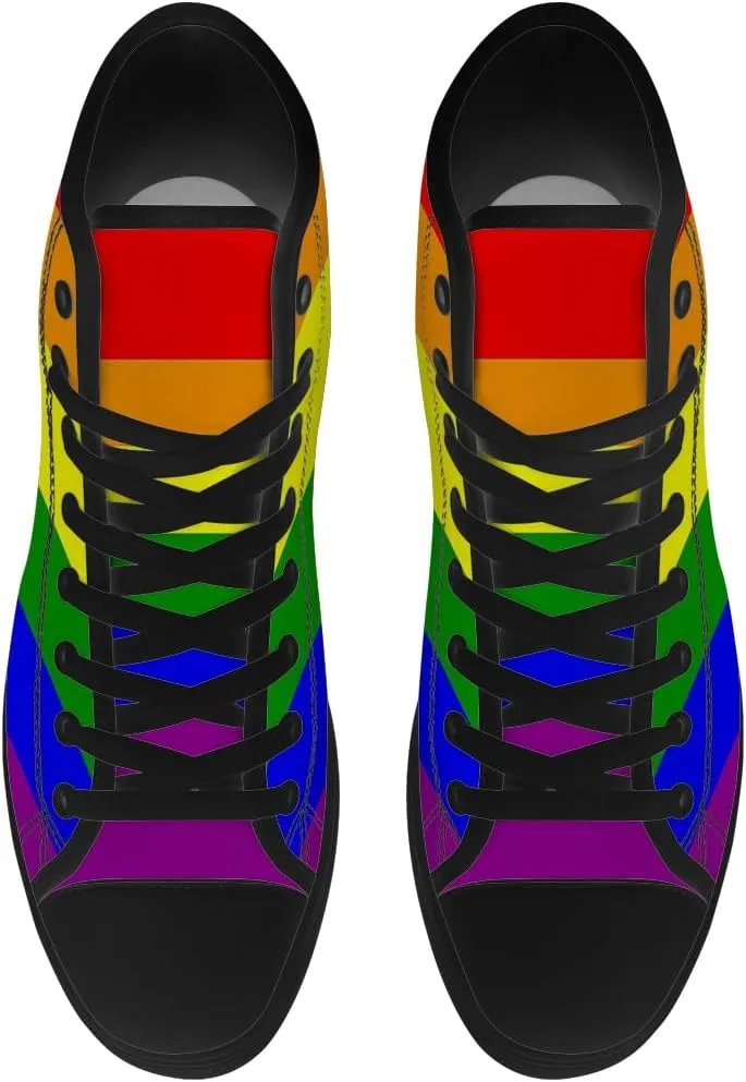 Men's Women's High Top Sneakers LGBTQ Canvas Shoes LGBT Flag Shoes Gifts for Men Women