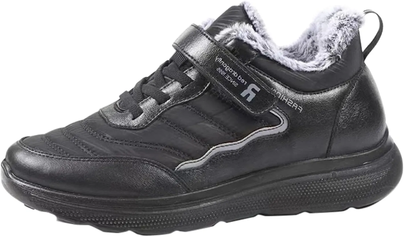 Mens Work Boots Composite Hiking Sneakers Shoes Warm Fur Lined Women Safety Shoes Nonslip Slip On Platform Shoes Lightweight Comfortable Hike Grounded Footwear