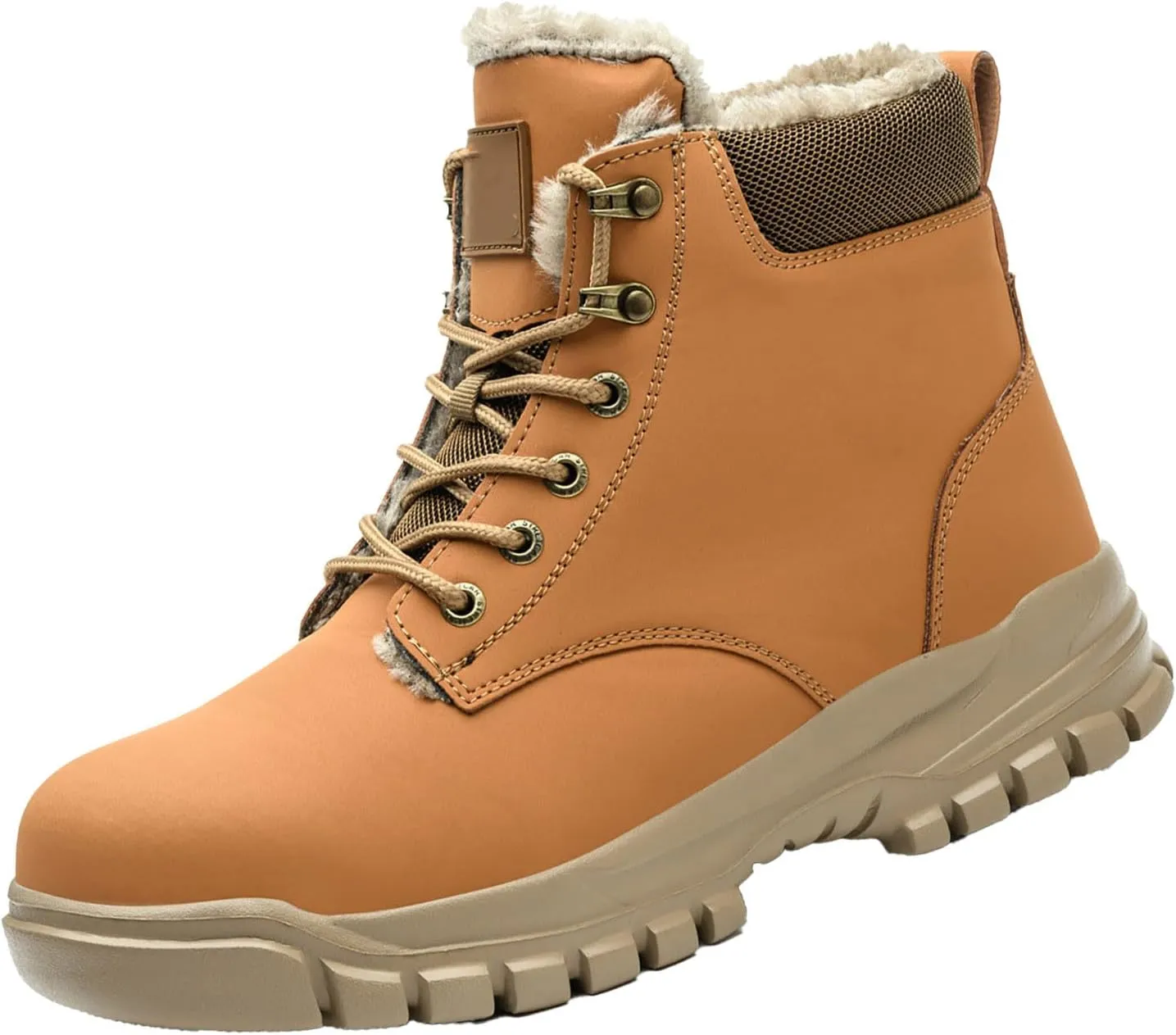Mens Work Boots Composite Hiking Sneakers Warm Fur Lined Safety Toe Shoes for Women Soft Toe Composite Safety Toe Waterproof Industrial Casual Hike Grounded Footwear