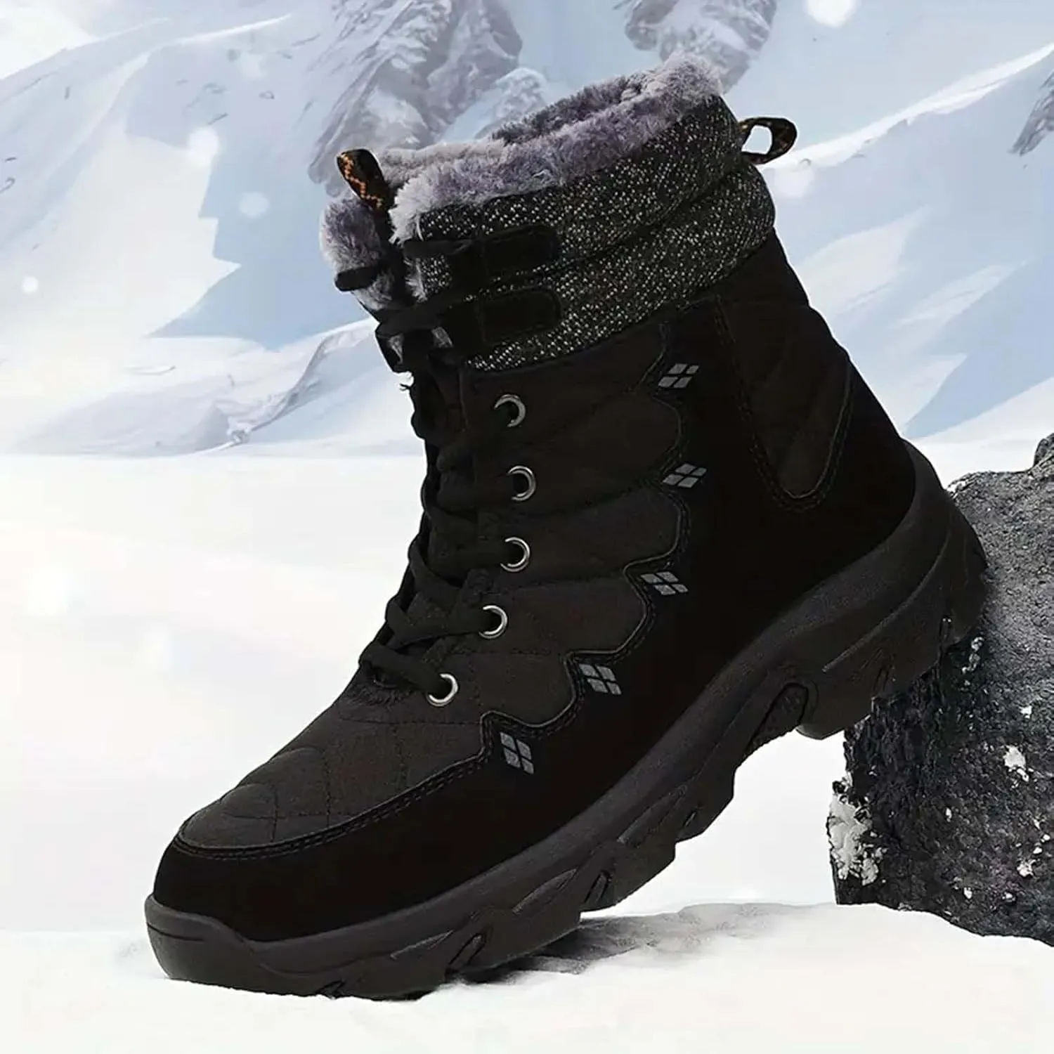 Men's Work Boots Soft Toe Hiking Sneakers Zip Up Fur Lined Women Safety Shoes Steel Toe Composite Safety Toe Waterproof Industrial Casual Hike Grounded Footwear