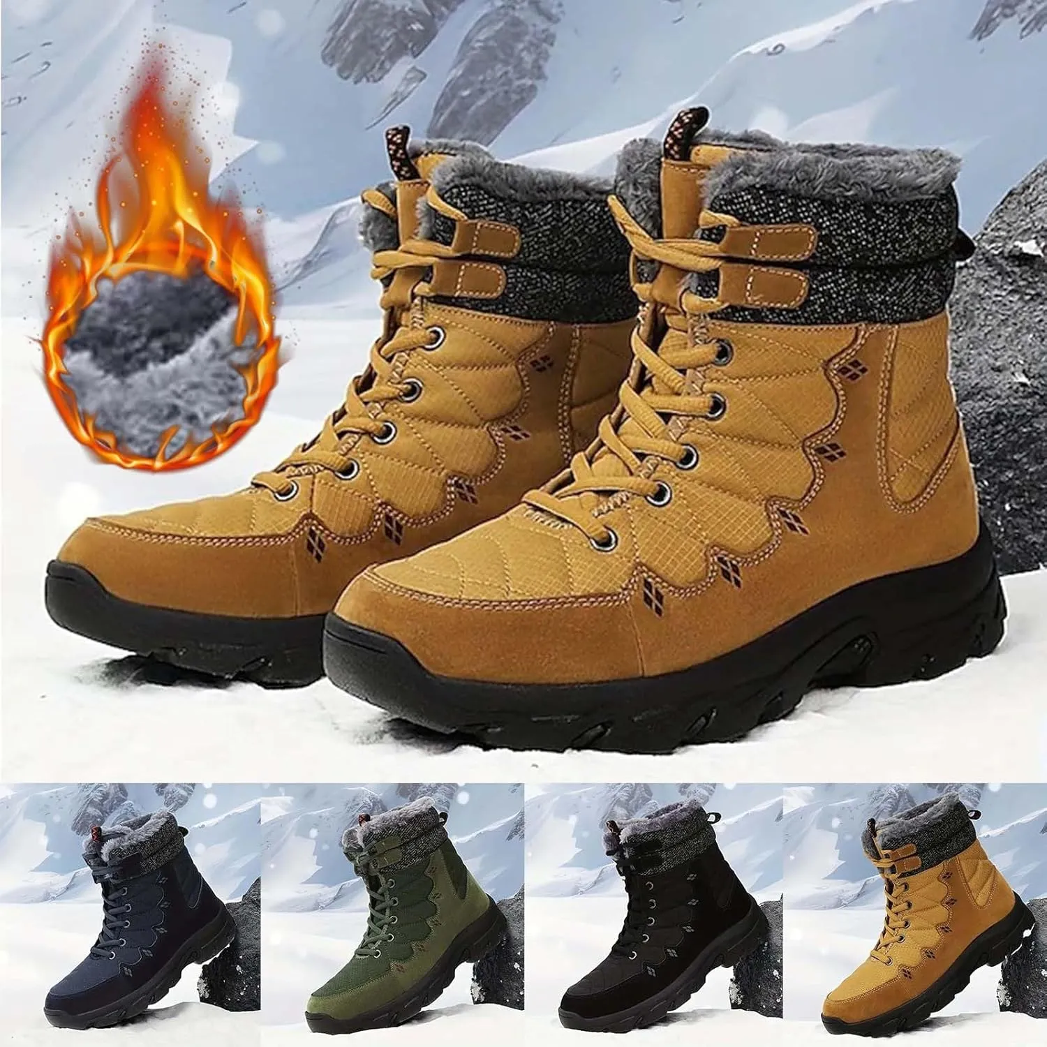 Men's Work Boots Soft Toe Hiking Sneakers Zip Up Fur Lined Women Safety Shoes Steel Toe Composite Safety Toe Waterproof Industrial Casual Hike Grounded Footwear