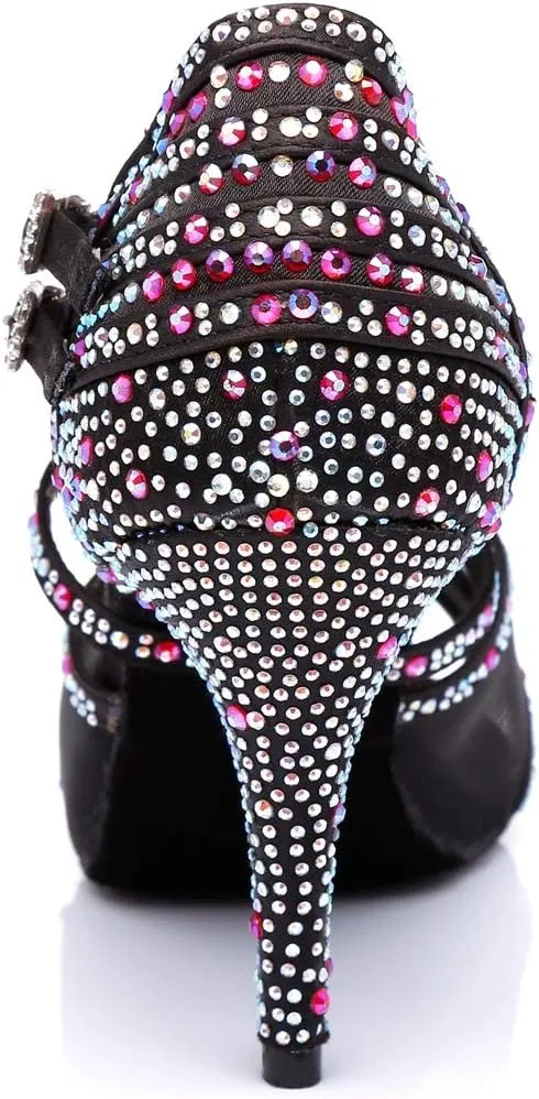 Minishion Crystals Dancing Sandals Ankle Strap Women's Dance Shoes L374