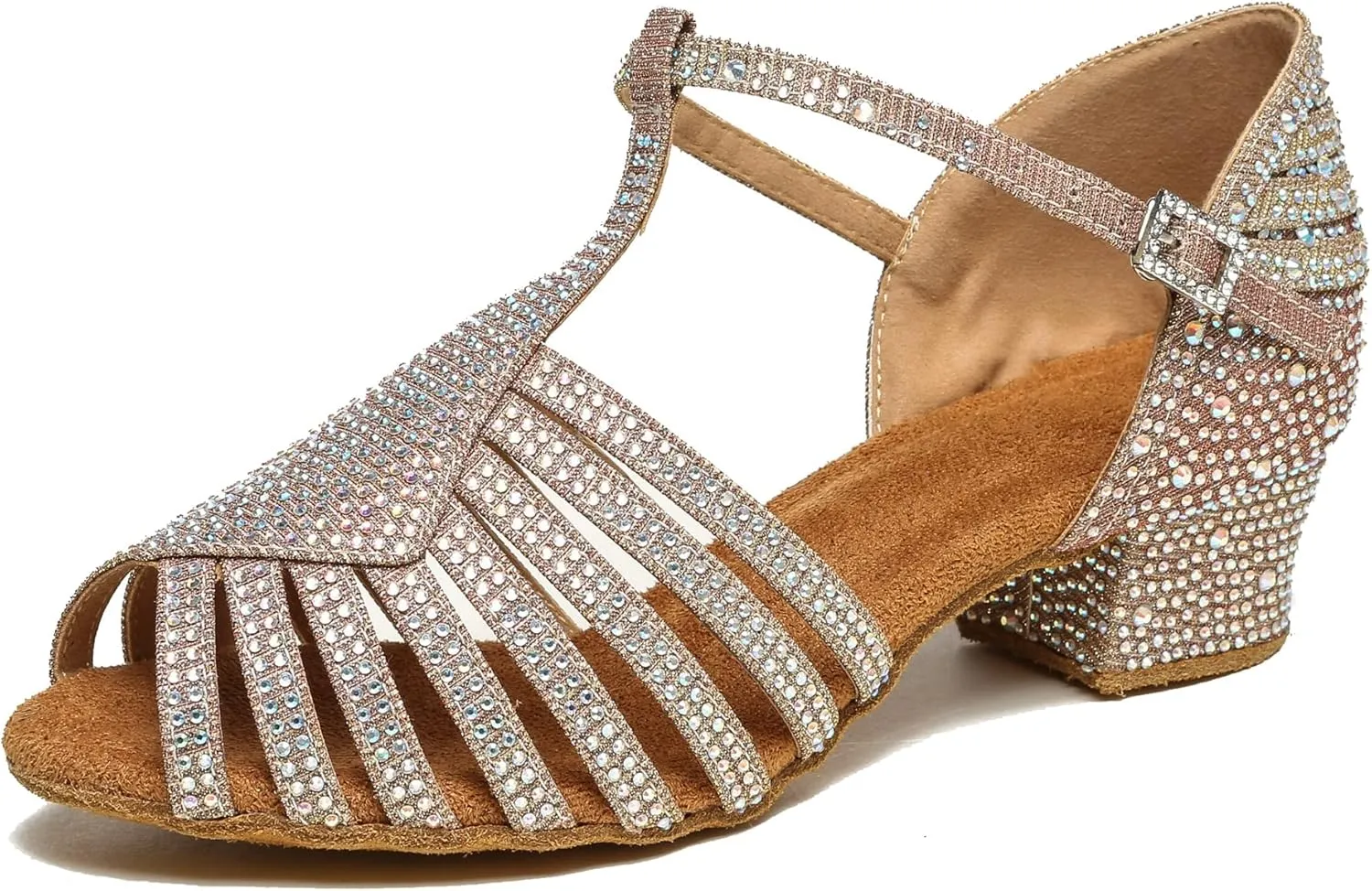 Minishion T-Strap Dance Heel Rhinestones Wedding Sandals Shoes
