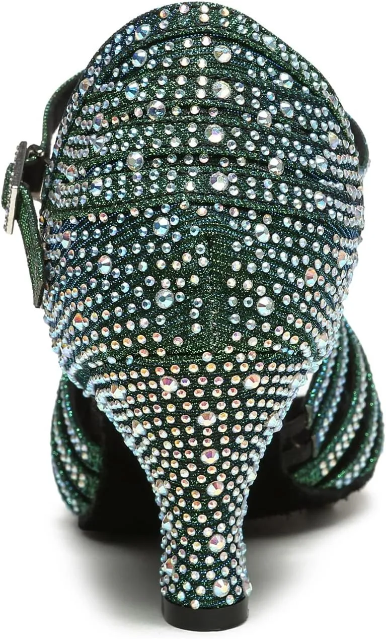 Minishion T-Strap Dance Heel Rhinestones Wedding Sandals Shoes