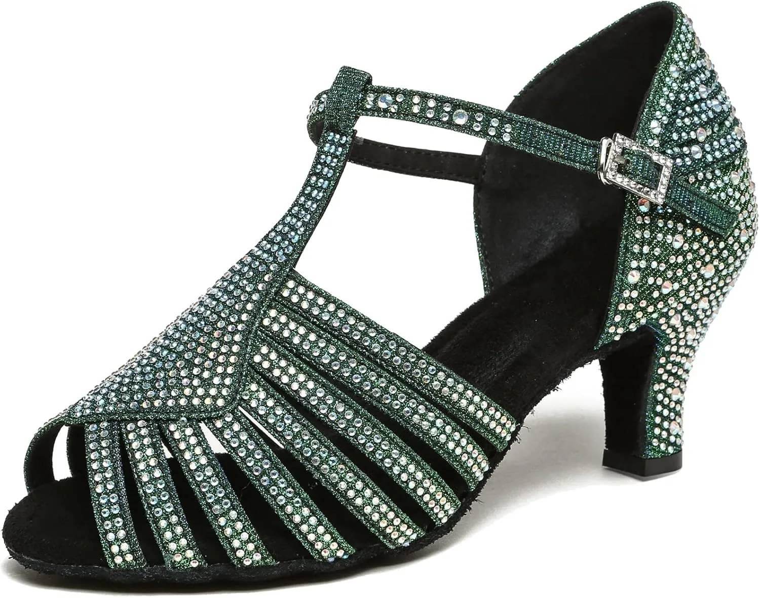 Minishion T-Strap Dance Heel Rhinestones Wedding Sandals Shoes