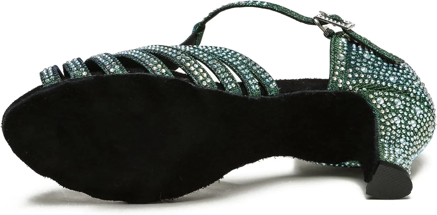 Minishion T-Strap Dance Heel Rhinestones Wedding Sandals Shoes