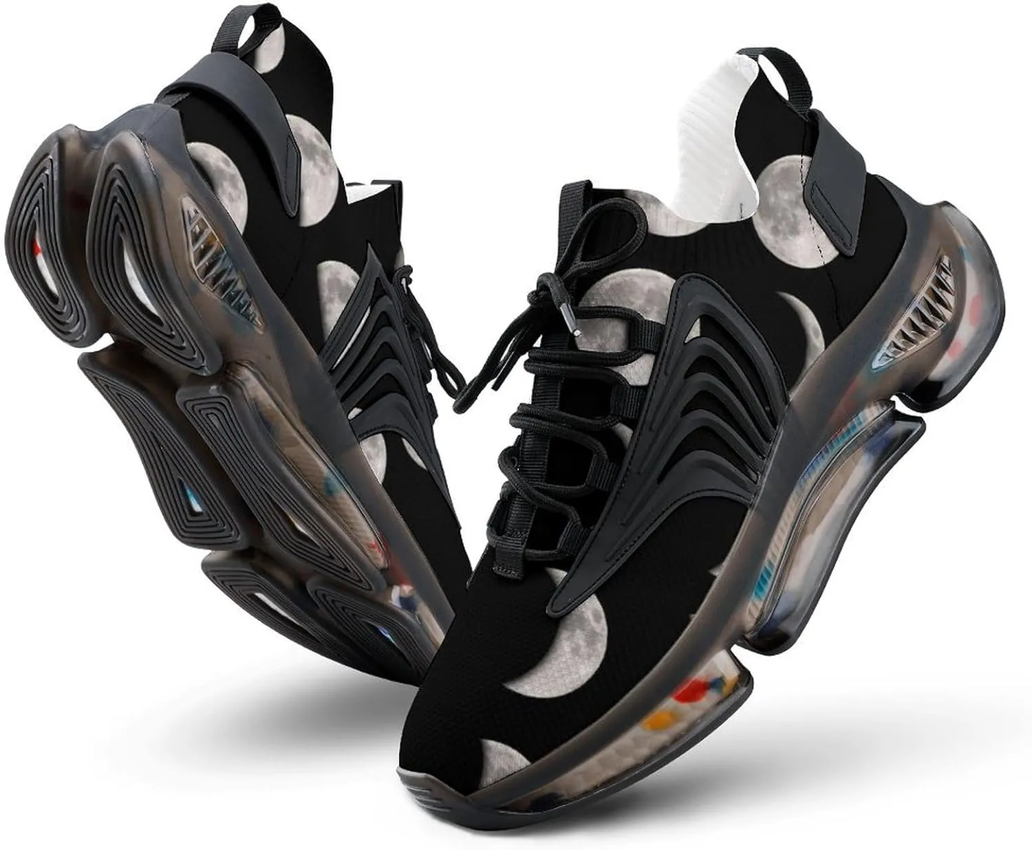 Moon Phases Walking Shoes for Men Lightweight Tennis Fashion Elastic Sports Shoes Cushion Basketball Shoes
