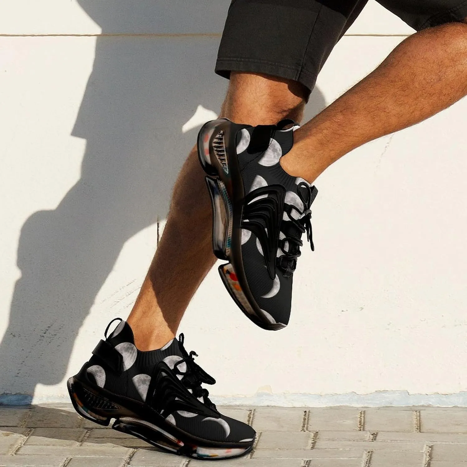 Moon Phases Walking Shoes for Men Lightweight Tennis Fashion Elastic Sports Shoes Cushion Basketball Shoes