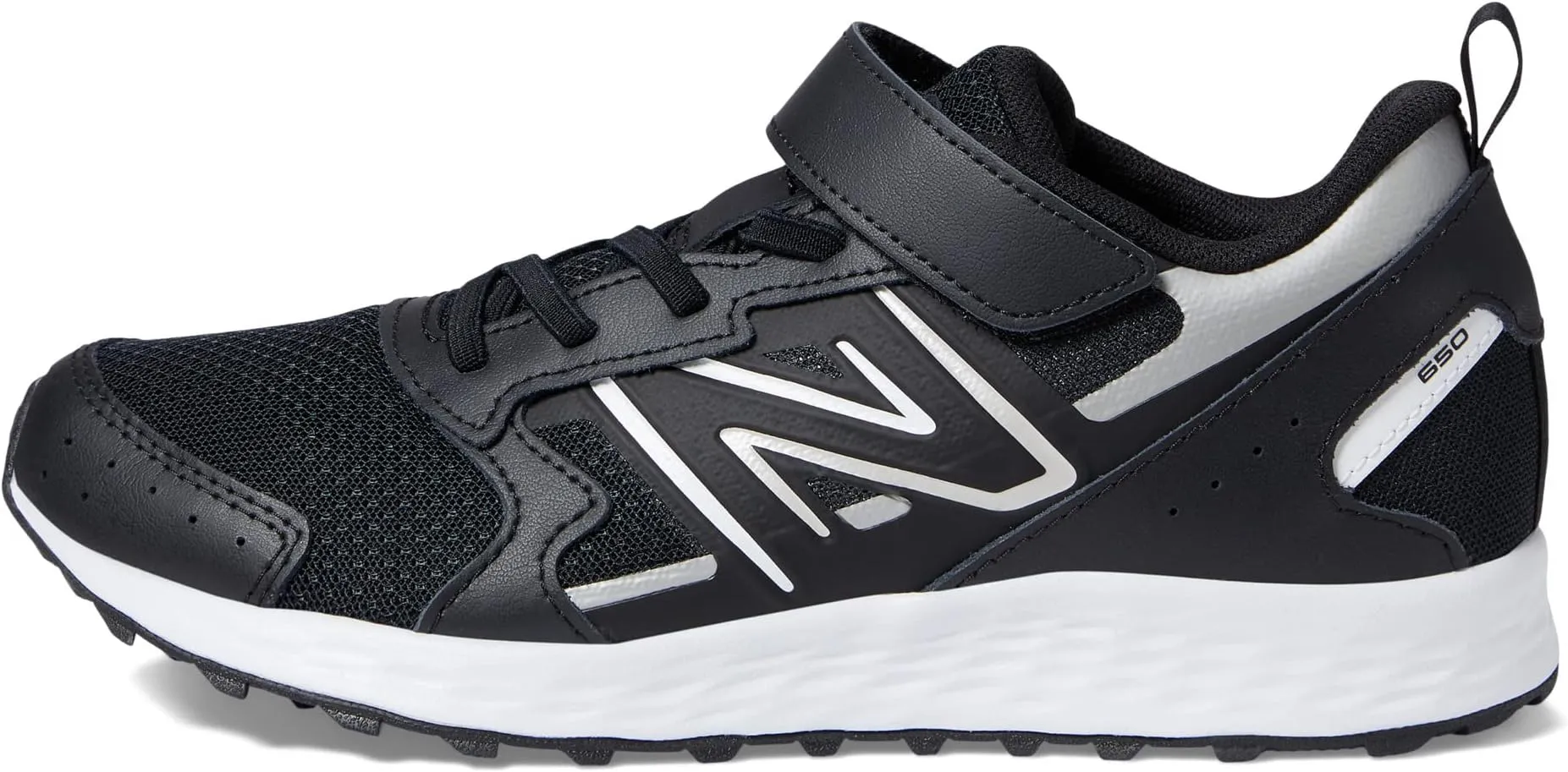 New Balance Fresh Foam 650v1 Bungee Lace with Top Strap Sneakers, Black/Metallic Silver