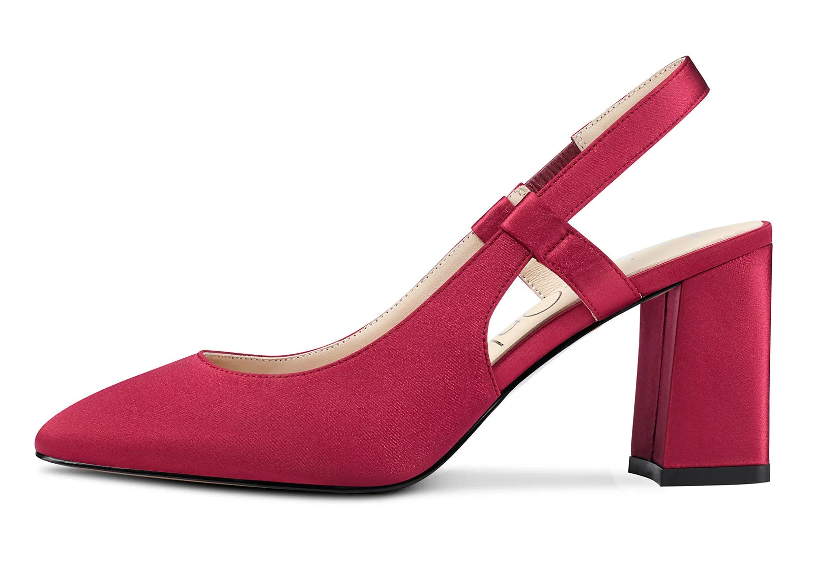 NobleOnly Womens Slingback Chunky Heels Pumps Comfortable Leather Square-Toe Block Mid-Heels Office Classic Shoes 7.5 cm Heel