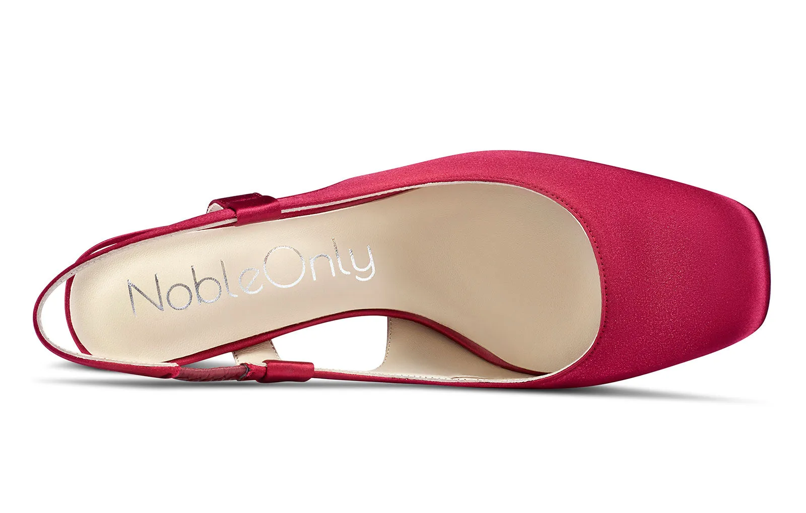 NobleOnly Womens Slingback Chunky Heels Pumps Comfortable Leather Square-Toe Block Mid-Heels Office Classic Shoes 7.5 cm Heel