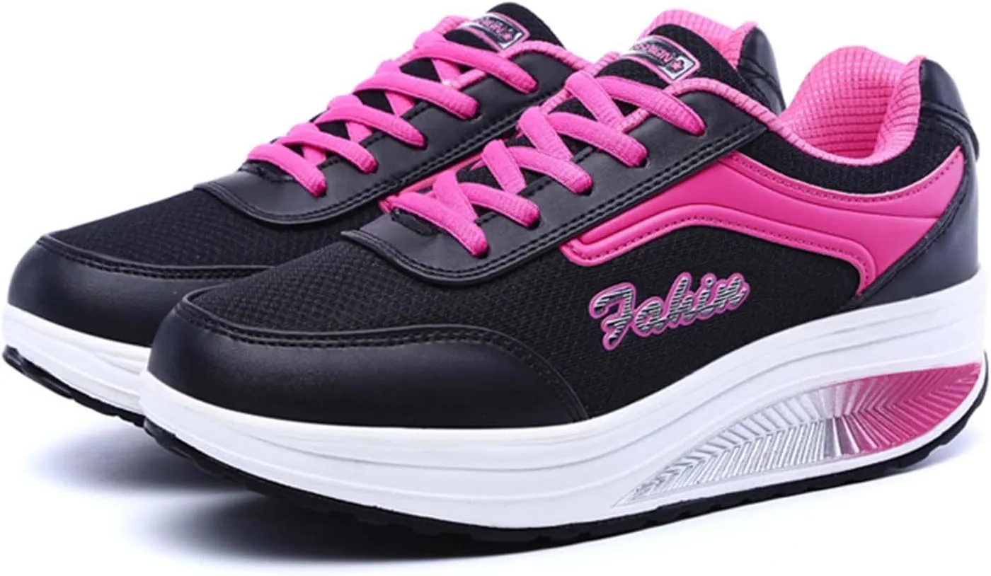 Optigard Women's Toning Platform Lace-up Rocker Shoes with Arch Support