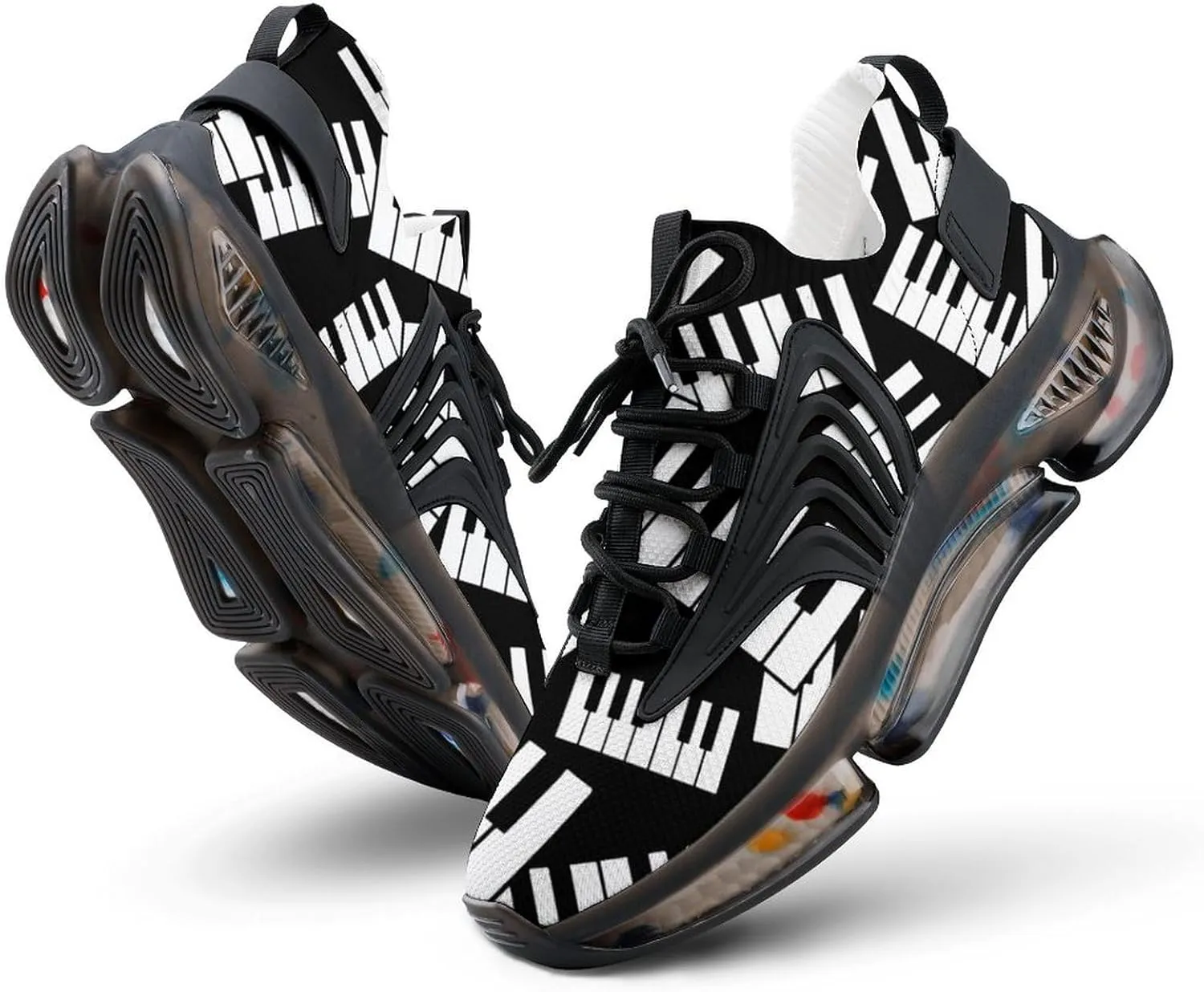 Piano Keys Walking Shoes for Men Lightweight Tennis Fashion Elastic Sports Shoes Cushion Basketball Shoes