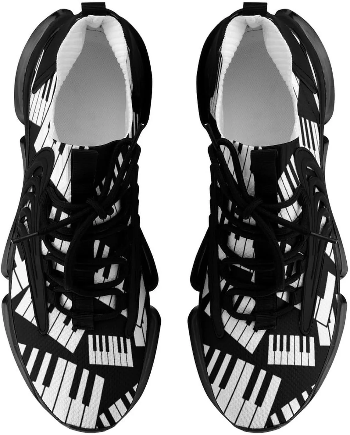 Piano Keys Walking Shoes for Men Lightweight Tennis Fashion Elastic Sports Shoes Cushion Basketball Shoes