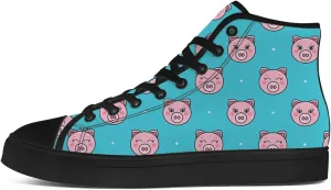 Pig Shoes High Top Canvas Sneakers Lace Up Casual Walking Shoes Gifts for Men Women