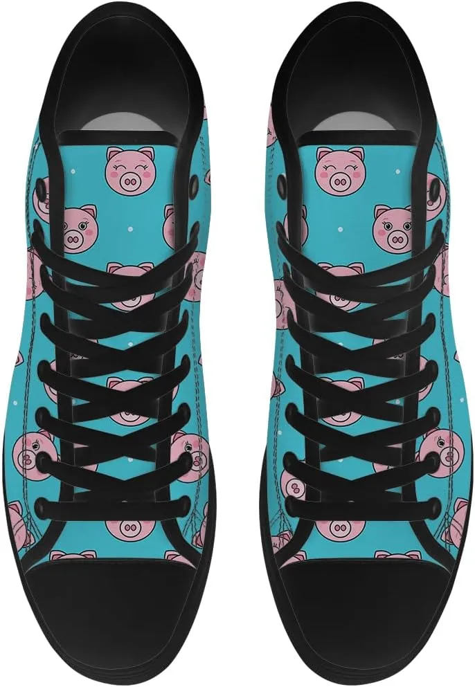 Pig Shoes High Top Canvas Sneakers Lace Up Casual Walking Shoes Gifts for Men Women