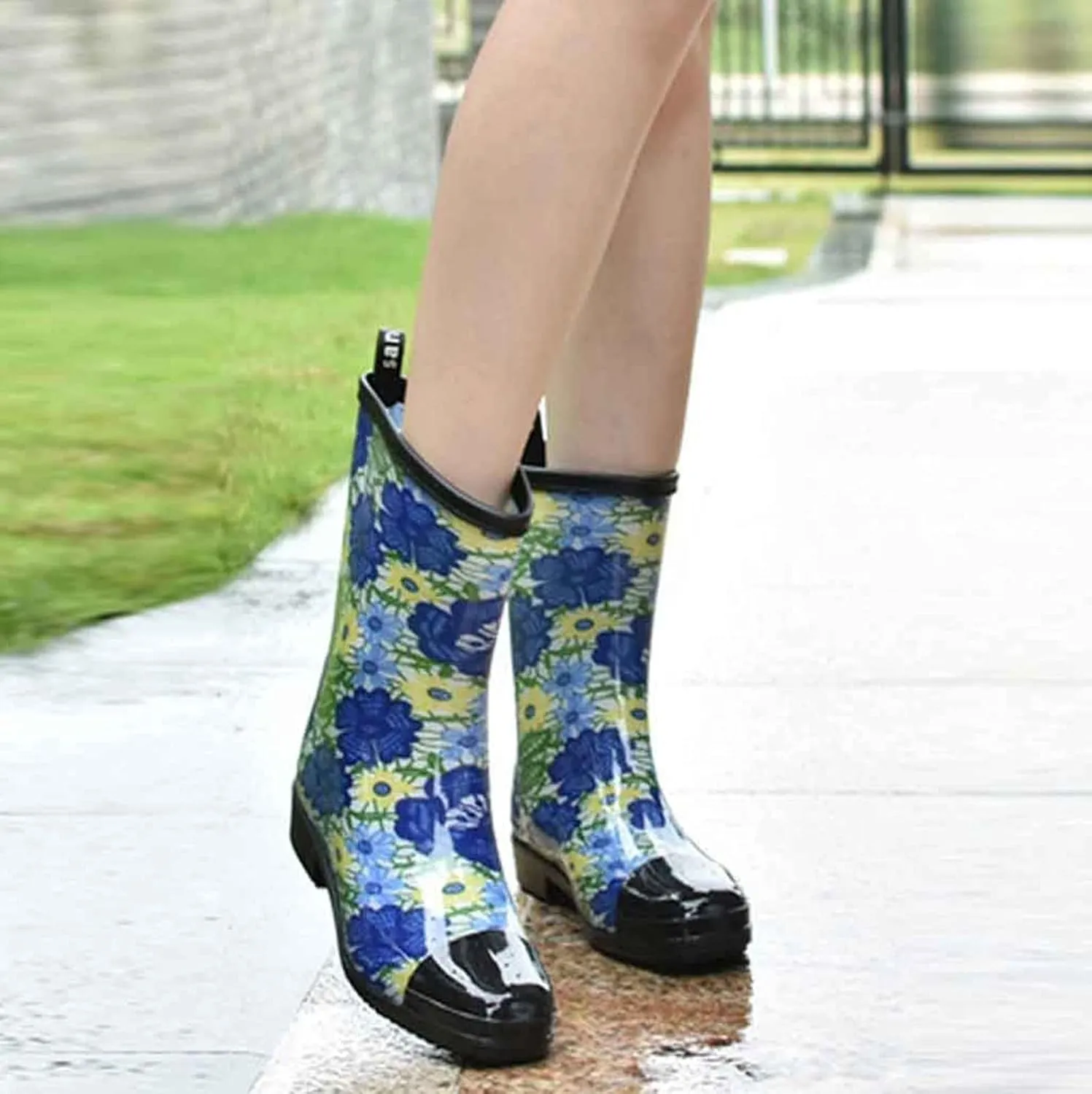 Rain Boots Women Knee High Mens Grounded Footwear Booties And Ankle Boot Heels Slip On Barefoot Shoes Womens Rain Boots Waterproof Platform Rubber Chelsea Boots