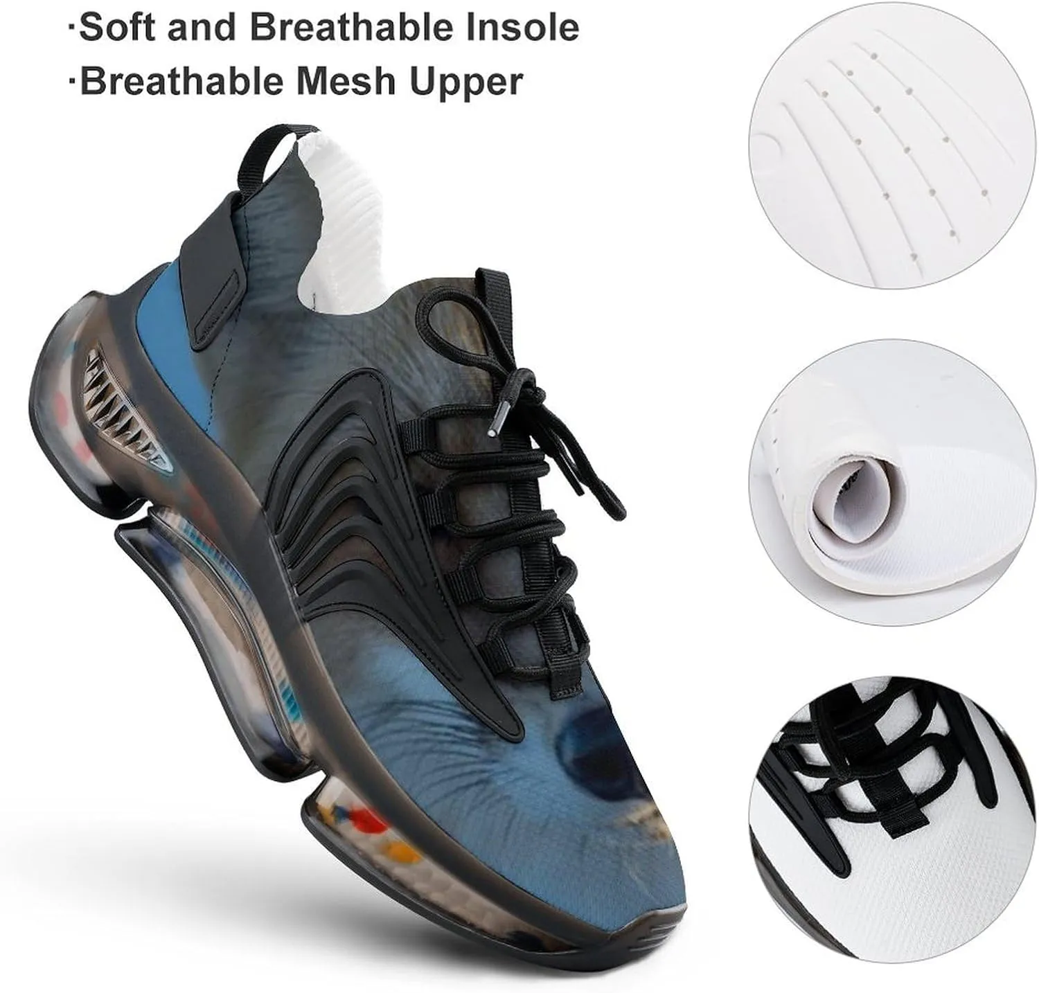 Red Fox Face Walking Shoes for Men Lightweight Tennis Fashion Elastic Sports Shoes Cushion Basketball Shoes