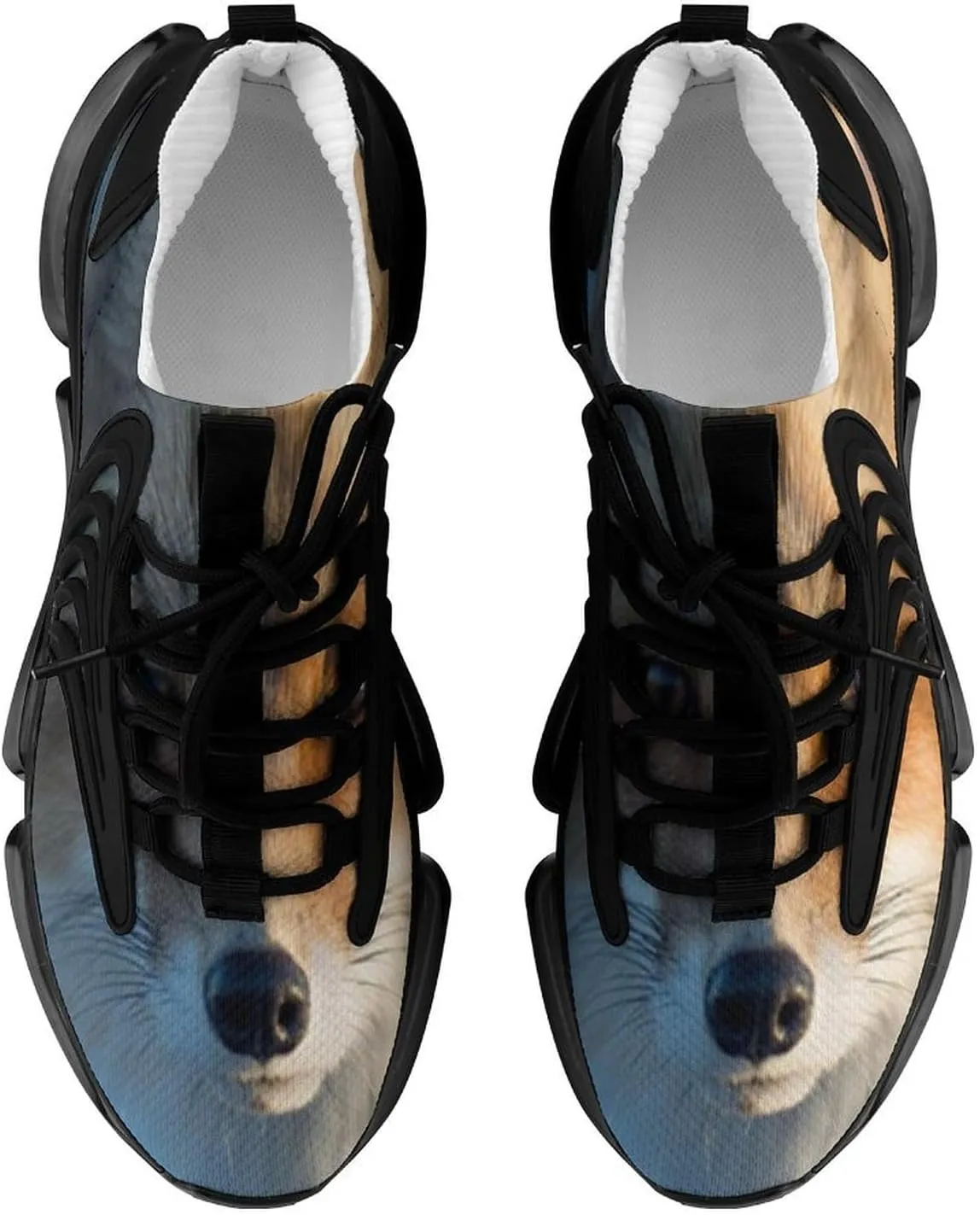 Red Fox Face Walking Shoes for Men Lightweight Tennis Fashion Elastic Sports Shoes Cushion Basketball Shoes