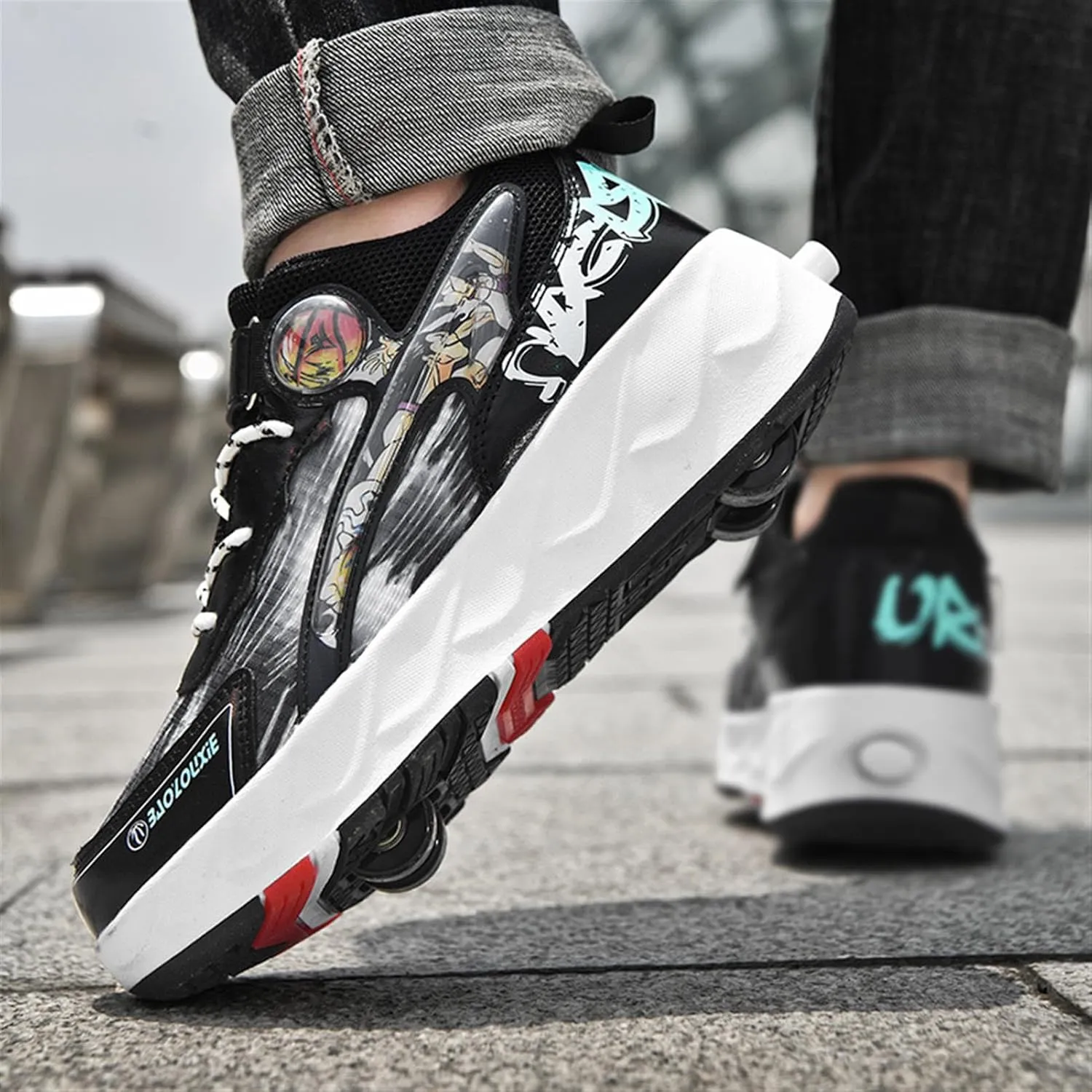 Roller Skate Shoes for Boys Girls Detachable Skate Shoes with Wheels Fashion Sneaker for Kids Christmas Birthday Show Gift