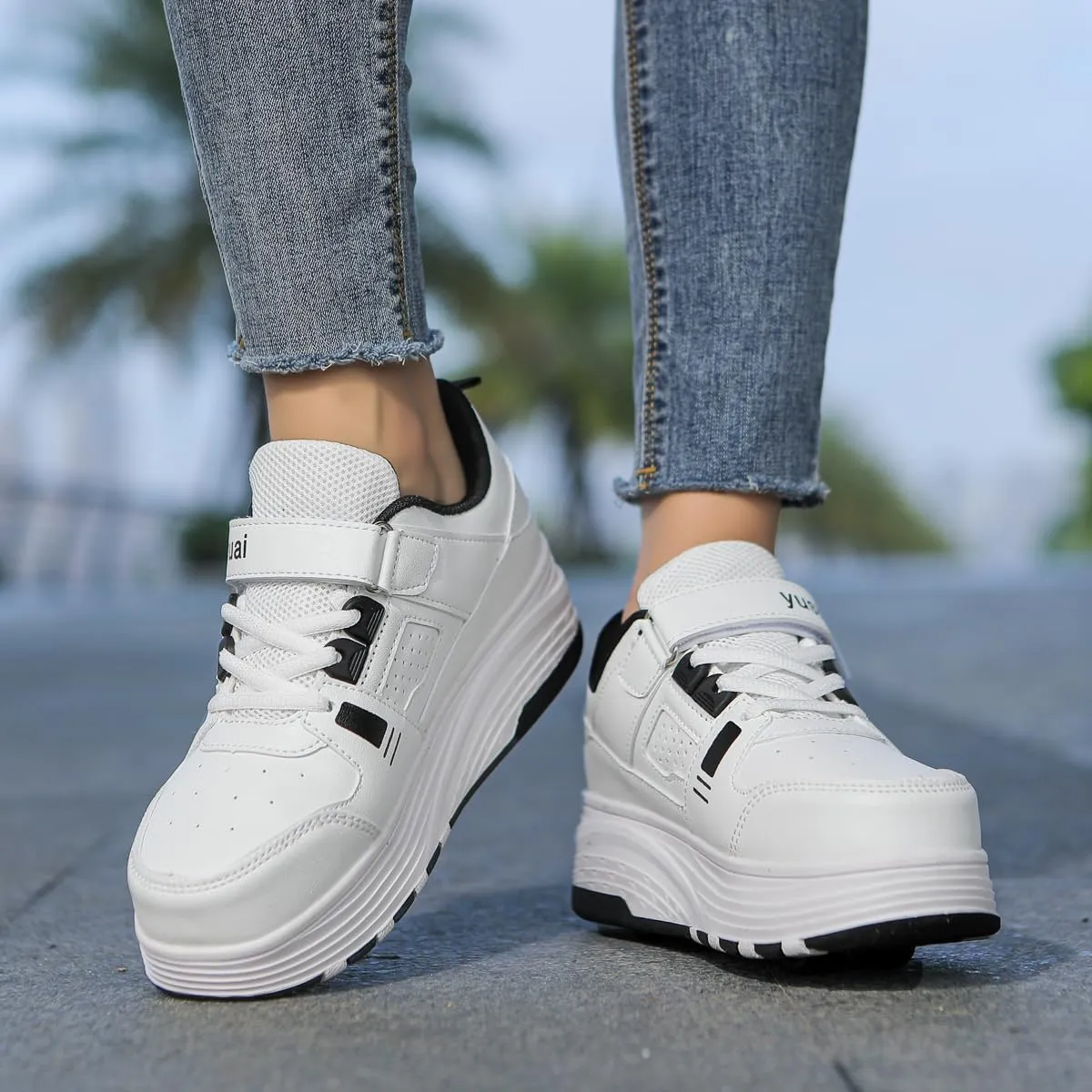 Roller Skate Shoes for Boys Girls Detachable Skate Shoes with Wheels Fashion Sneaker for Kids Christmas Birthday Show Gift