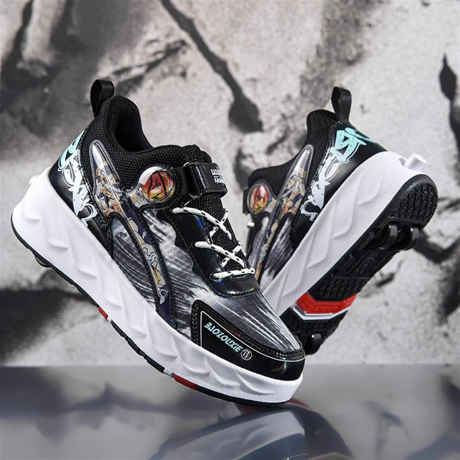 Roller Skate Shoes for Boys Girls Detachable Skate Shoes with Wheels Fashion Sneaker for Kids Christmas Birthday Show Gift