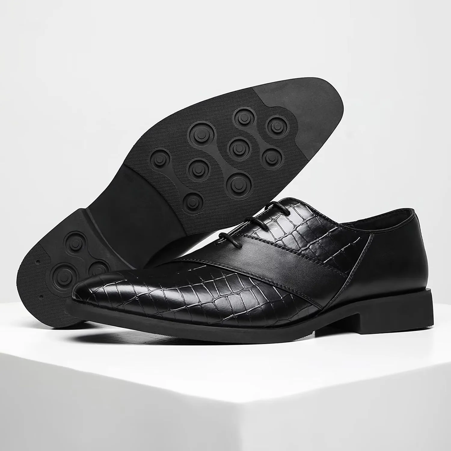SANNAX Men??s Oxfords Formal Lace Up Dress Shoes, Classic Business Casual Leather Shoes for Men