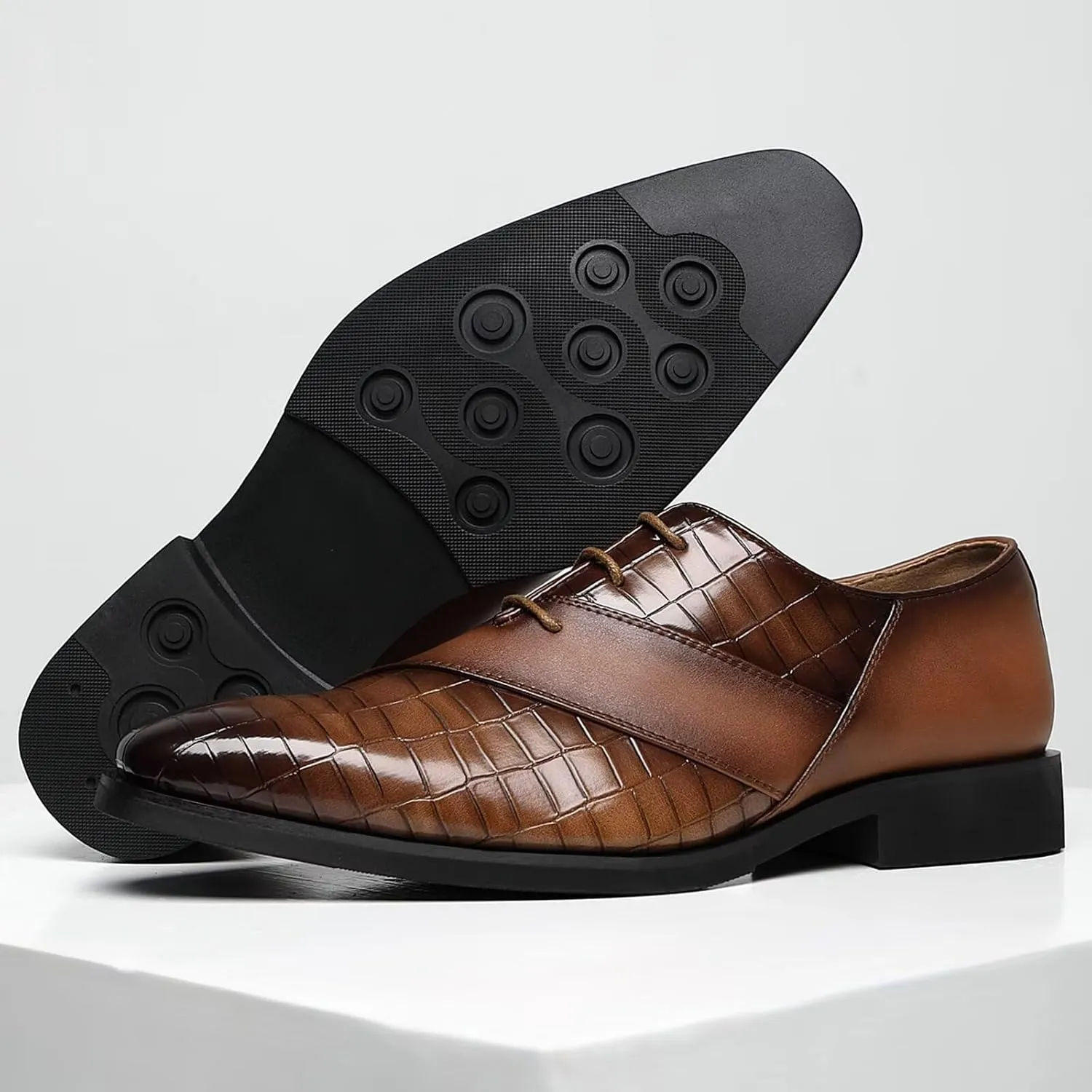 SANNAX Men??s Oxfords Formal Lace Up Dress Shoes, Classic Business Casual Leather Shoes for Men