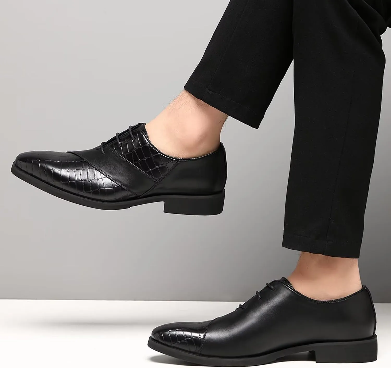 SANNAX Men??s Oxfords Formal Lace Up Dress Shoes, Classic Business Casual Leather Shoes for Men