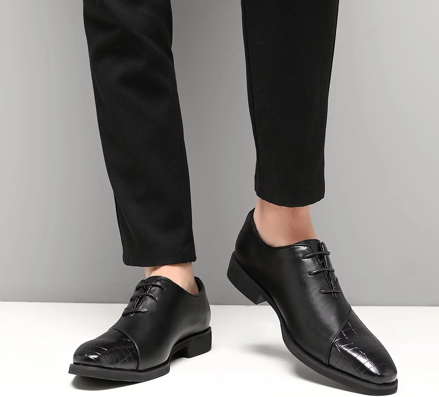 SANNAX Men??s Oxfords Formal Lace Up Dress Shoes, Classic Business Casual Leather Shoes for Men