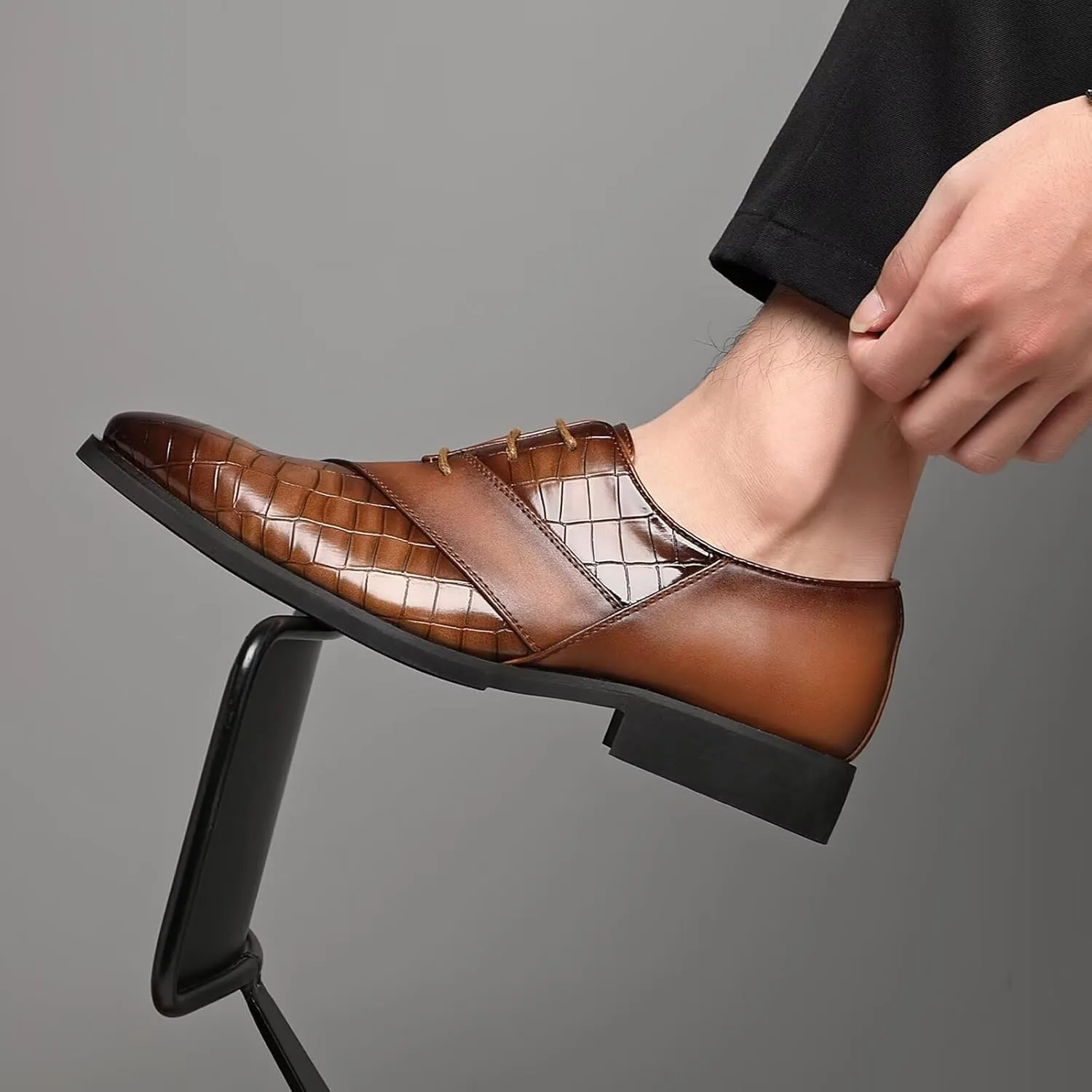 SANNAX Men??s Oxfords Formal Lace Up Dress Shoes, Classic Business Casual Leather Shoes for Men