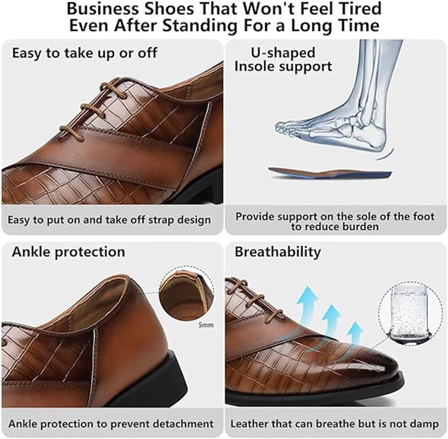 SANNAX Men??s Oxfords Formal Lace Up Dress Shoes, Classic Business Casual Leather Shoes for Men