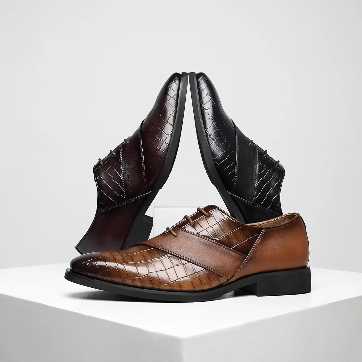 SANNAX Men??s Oxfords Formal Lace Up Dress Shoes, Classic Business Casual Leather Shoes for Men