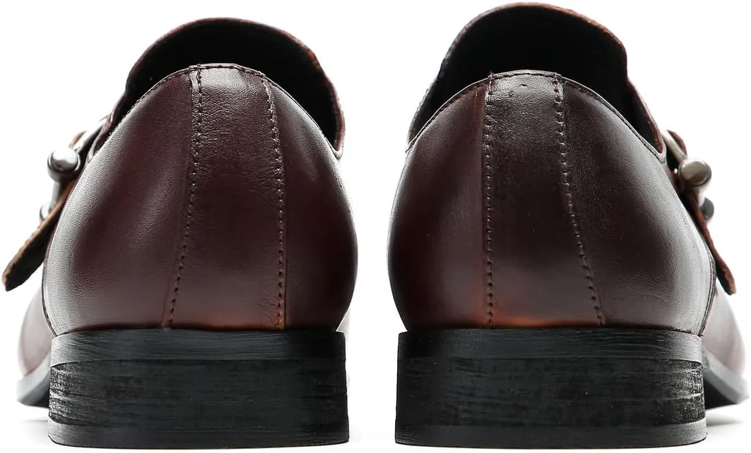Santimon Men's Loafers Formal Dress Casual Genuine Leathe Monk Strap Loafers Fashion Comfort Business Casual Moccasins Prom Wedding Tuxedo Shoes for Men