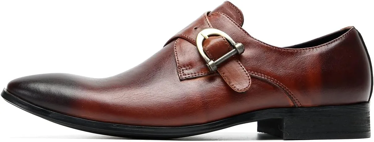 Santimon Men's Loafers Formal Dress Casual Genuine Leathe Monk Strap Loafers Fashion Comfort Business Casual Moccasins Prom Wedding Tuxedo Shoes for Men